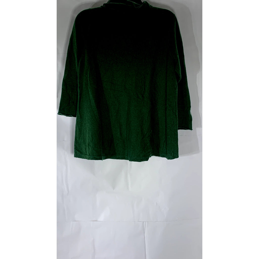 UNBRANDED Women’s Dark Green Tencell-Merino Wool Turtleneck Pullover Sweater SZM