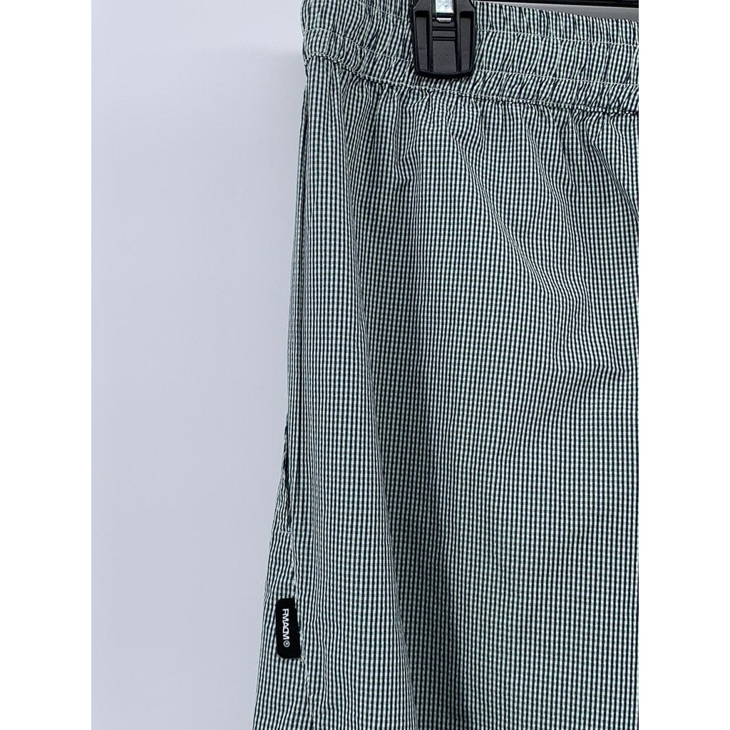 FMADM Women's Green Rectangle Print Pull-On Relaxed Fit Straight Leg Pants SZ XL