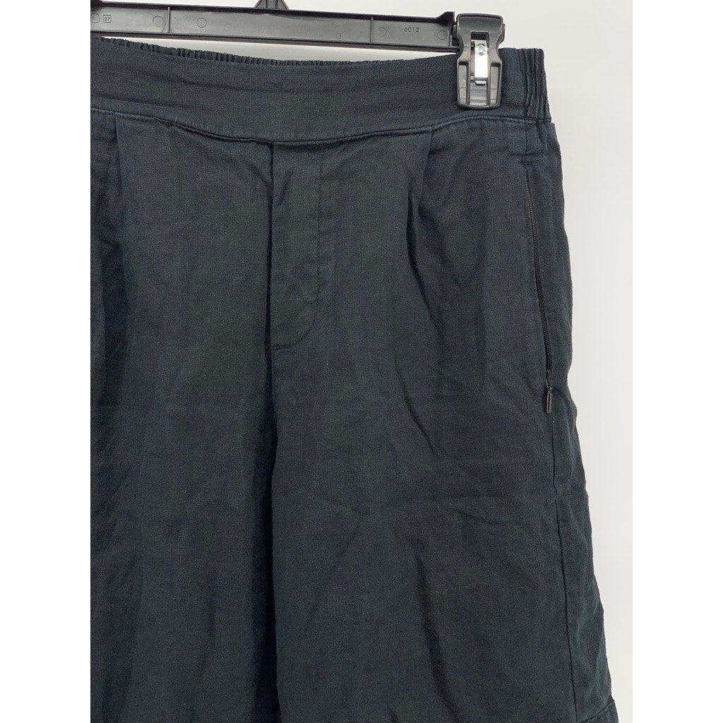 ATHLETA Women's Washed Black Playa Linen Bermuda Pull-On Casual Shorts SZ 8