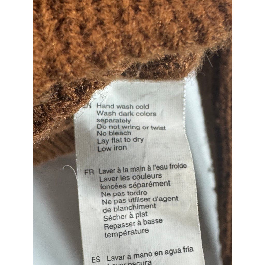 UK 2 LA Women's Brown Ribbed Knit Turtleneck Pullover Sweater SZ M