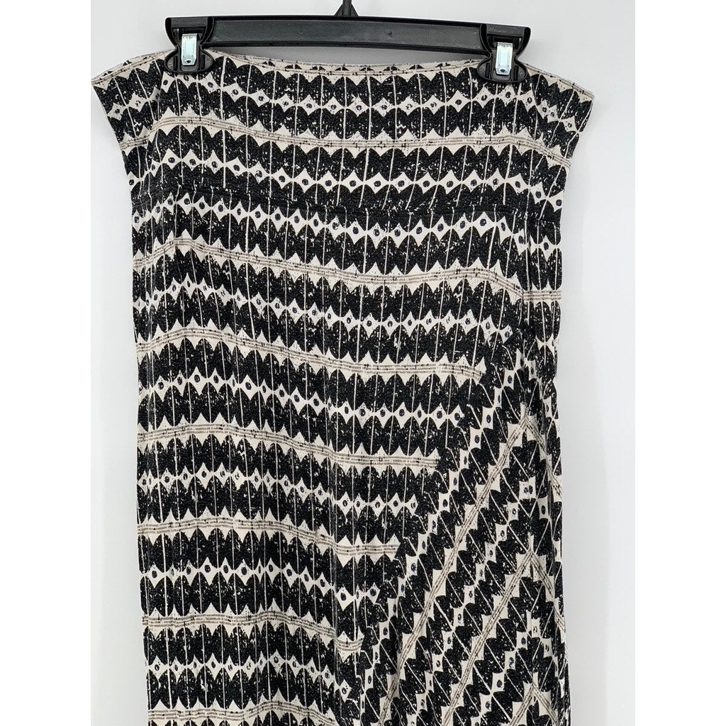 MAX EDITION Women’s Black-White Printed Maxi Skirt SZ M