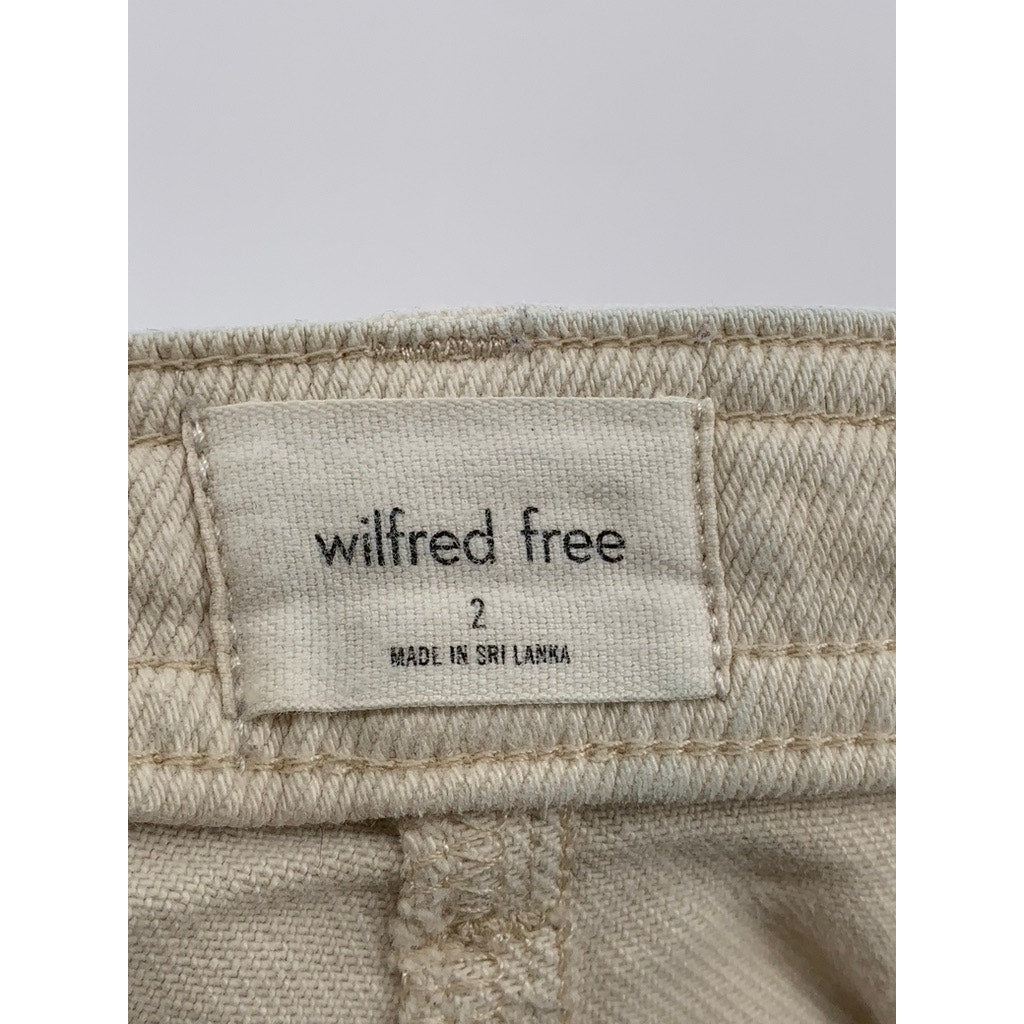 WILFRED FREE Women's Beige High-Rise Large Pocket Straight-Leg Utility Pant SZ 2