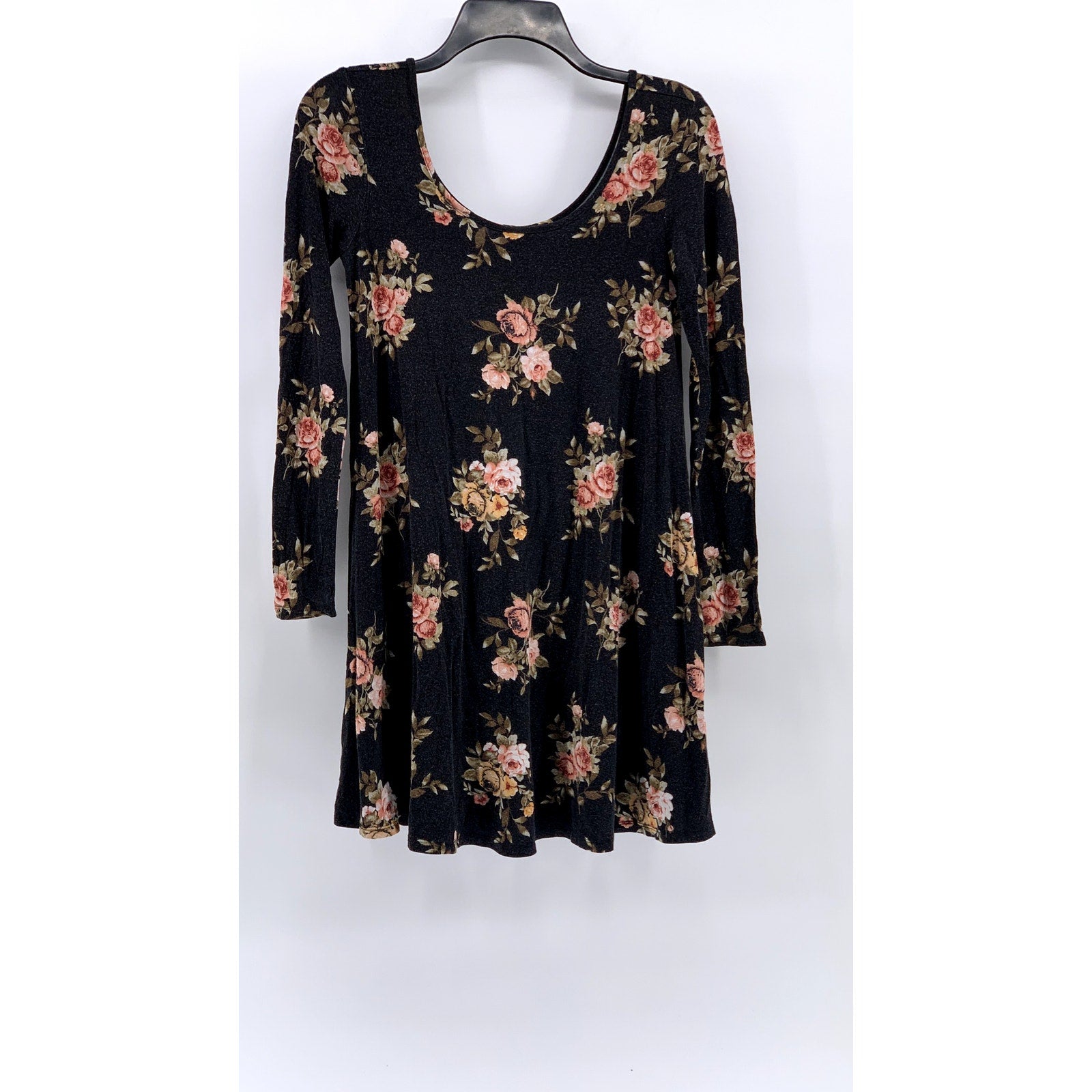 FOREVER 21 Women's Black Floral Print Long Sleeve Dress SZ XS