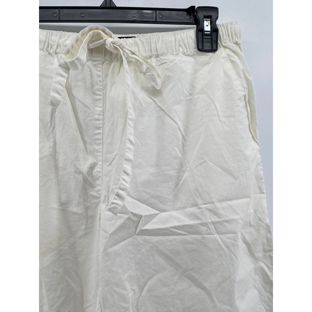 BDG Women's White Drawstring Relaxed-Fit Straight-Leg Pull-On Pants SZ S