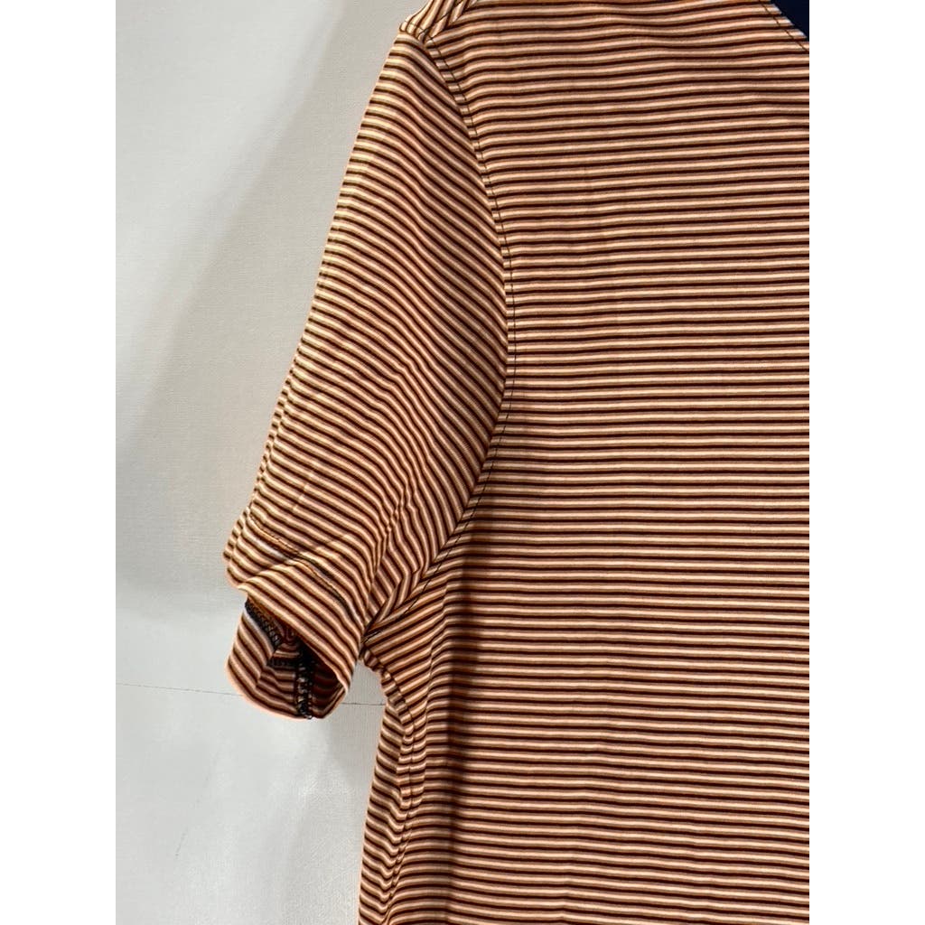 MICHAEL KORS Men's Orange/Navy Mini Striped Crewneck Short Sleeve T-Shirt SZ S