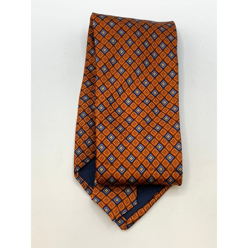 NAUTICA Men's Orange-Blue Printed Silk Tie SZ OS