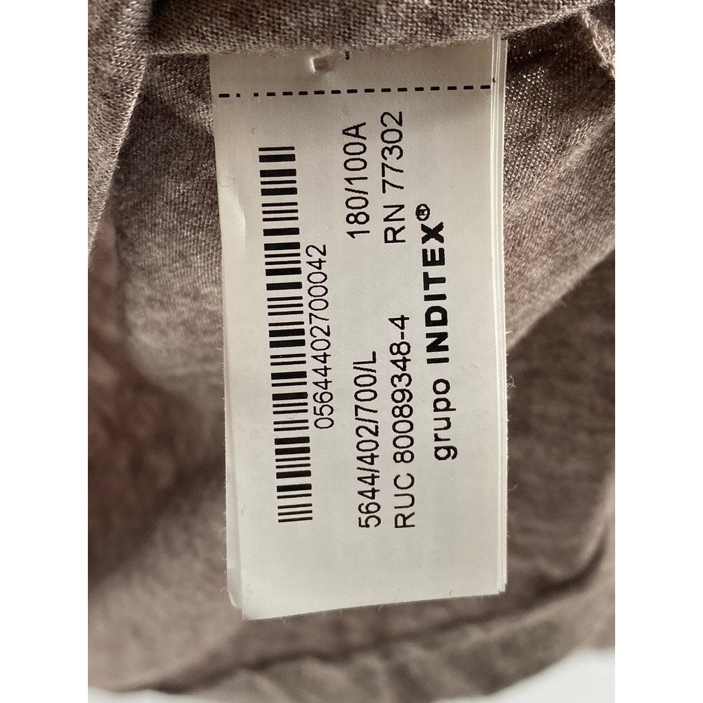 ZARA Men’s Beige Knit Viscose-Wool Long Sleeve Crewneck T-Shirt SZ L