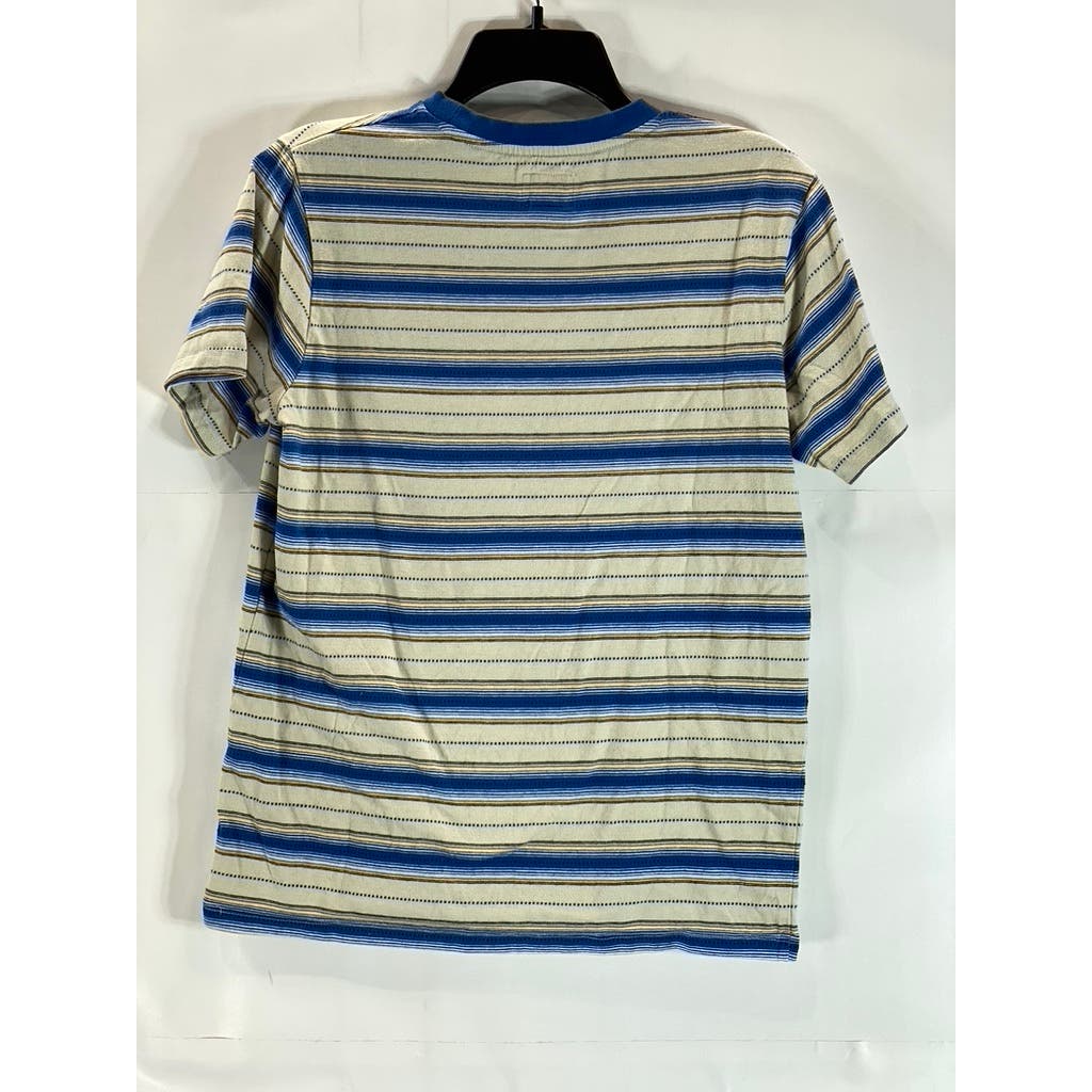 VANS Men's Blue/Beige Striped Crewneck Short Sleeve T-Shirt SZ S