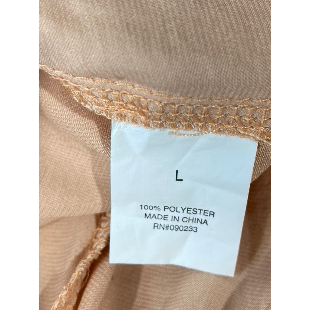 KENDALL & KYLIE Women's Peach Smocked Waist Pull-On Wide-Leg Pants SZ L
