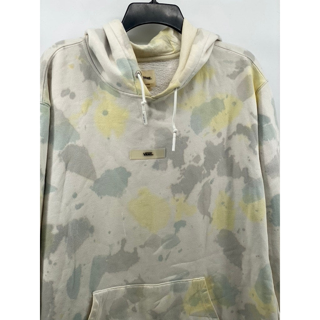 VANS Men’s White-Green Tie-Dye Regular-Fit Long Sleeve Hoodie SZ L