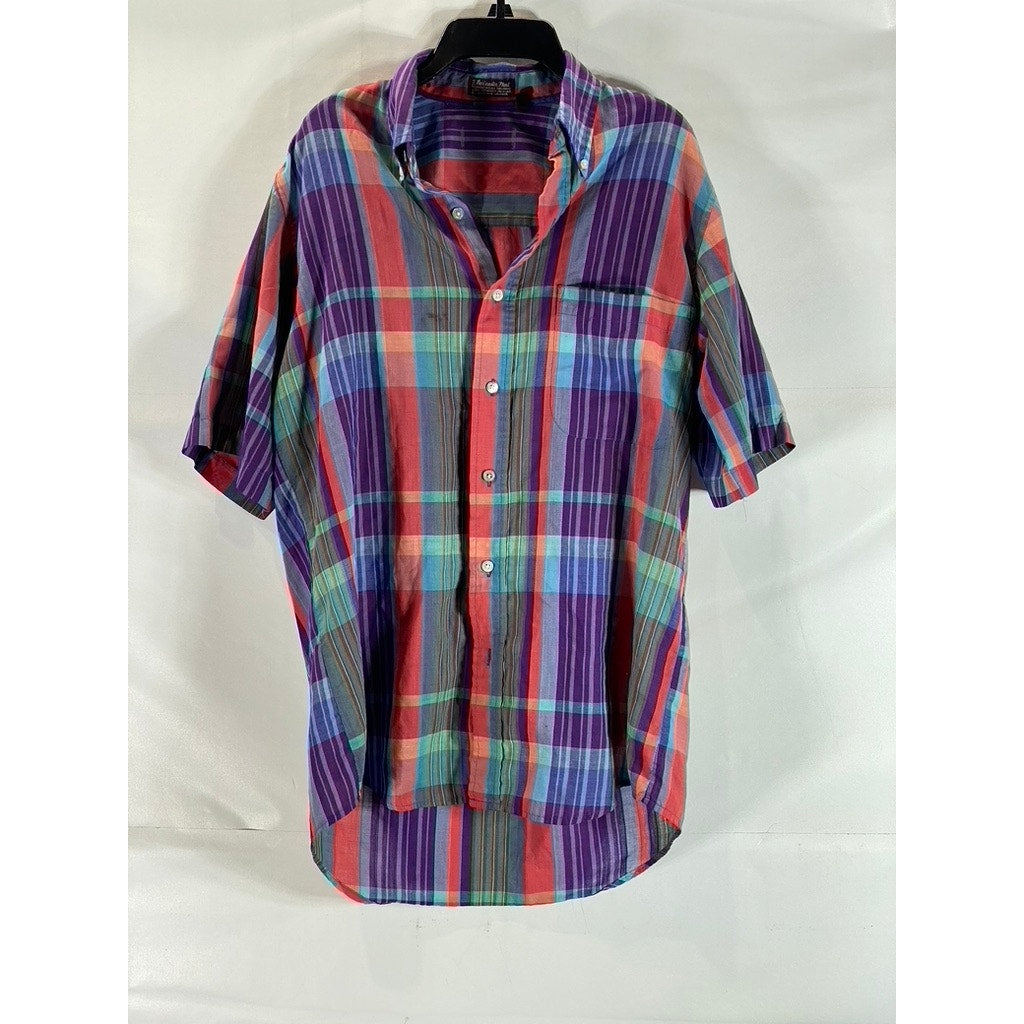 NOR'EASTER PLAID Men's Multicolor Vintage Plaid Short Sleeve Button-Up Shirt SZM