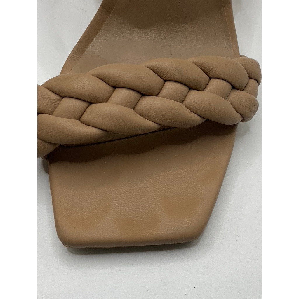 DOLCE VITA Women's Nude Braided Paily Stacked-Heel Square-Toe Heels SZ 6.5