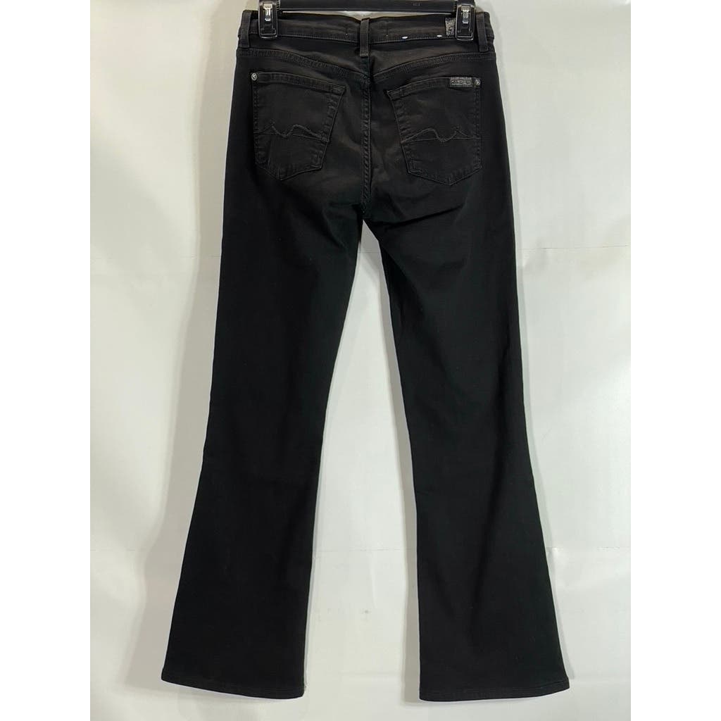 7 FOR ALL MANKIND Women's Solid Black Mid-Rise Bootcut Denim Jeans SZ 27