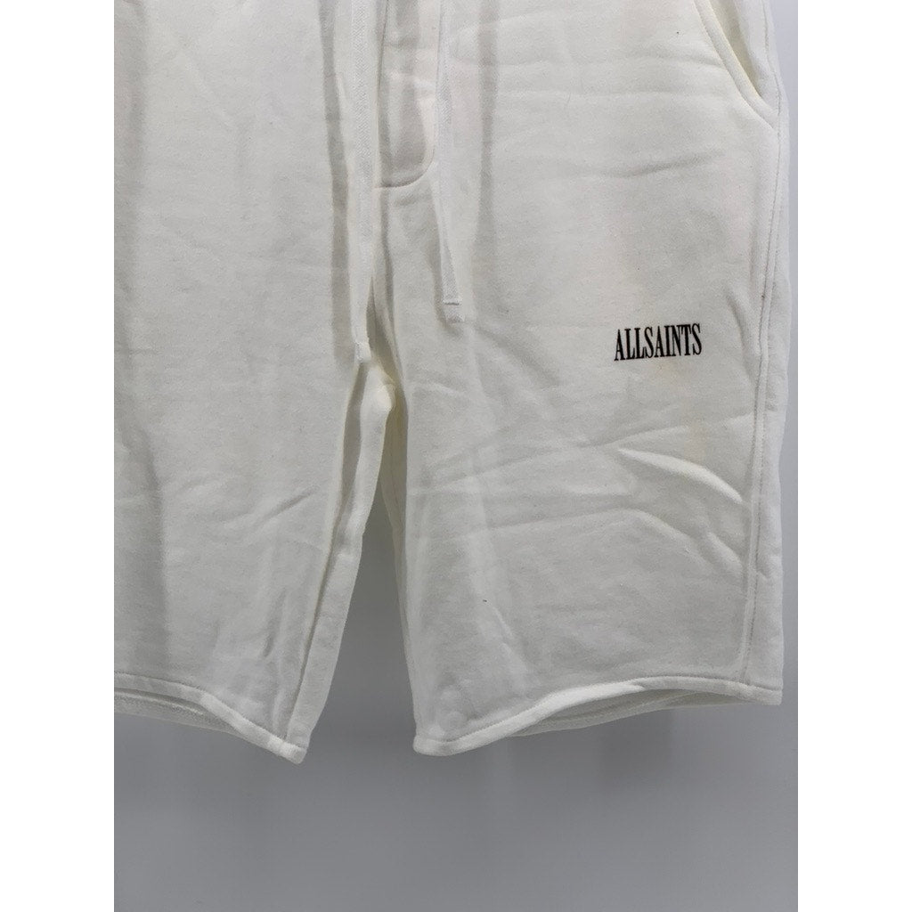 ALLSAINTS Men's White State Relaxed Fit Straight Drawstring Sweat Short SZ S
