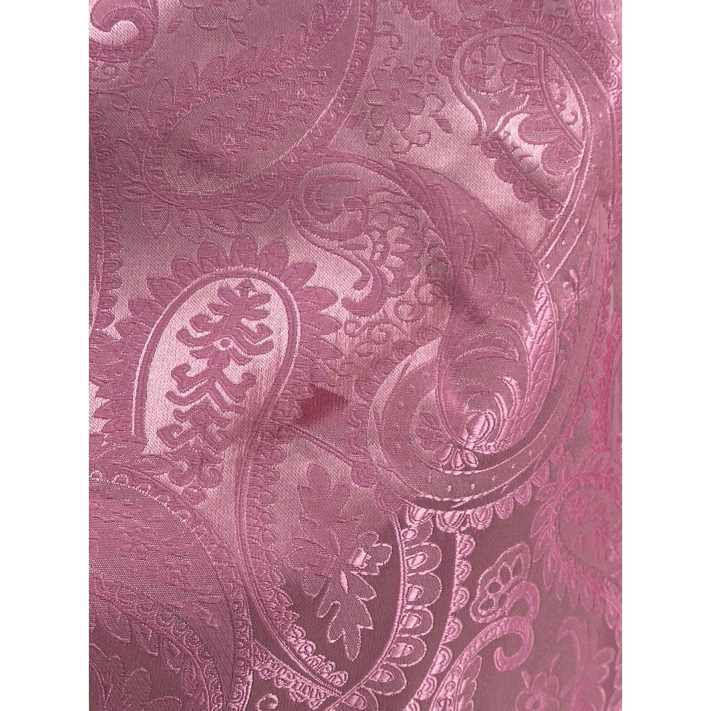 HISDERN Men's Black-Pink Paisley Print 5-Button Suit Vest SZ XL