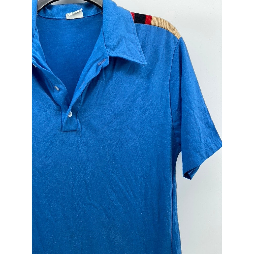 TEN WEST Men's Blue Short Sleeve Regular-Fit Stripe Polo Shirt SZ L