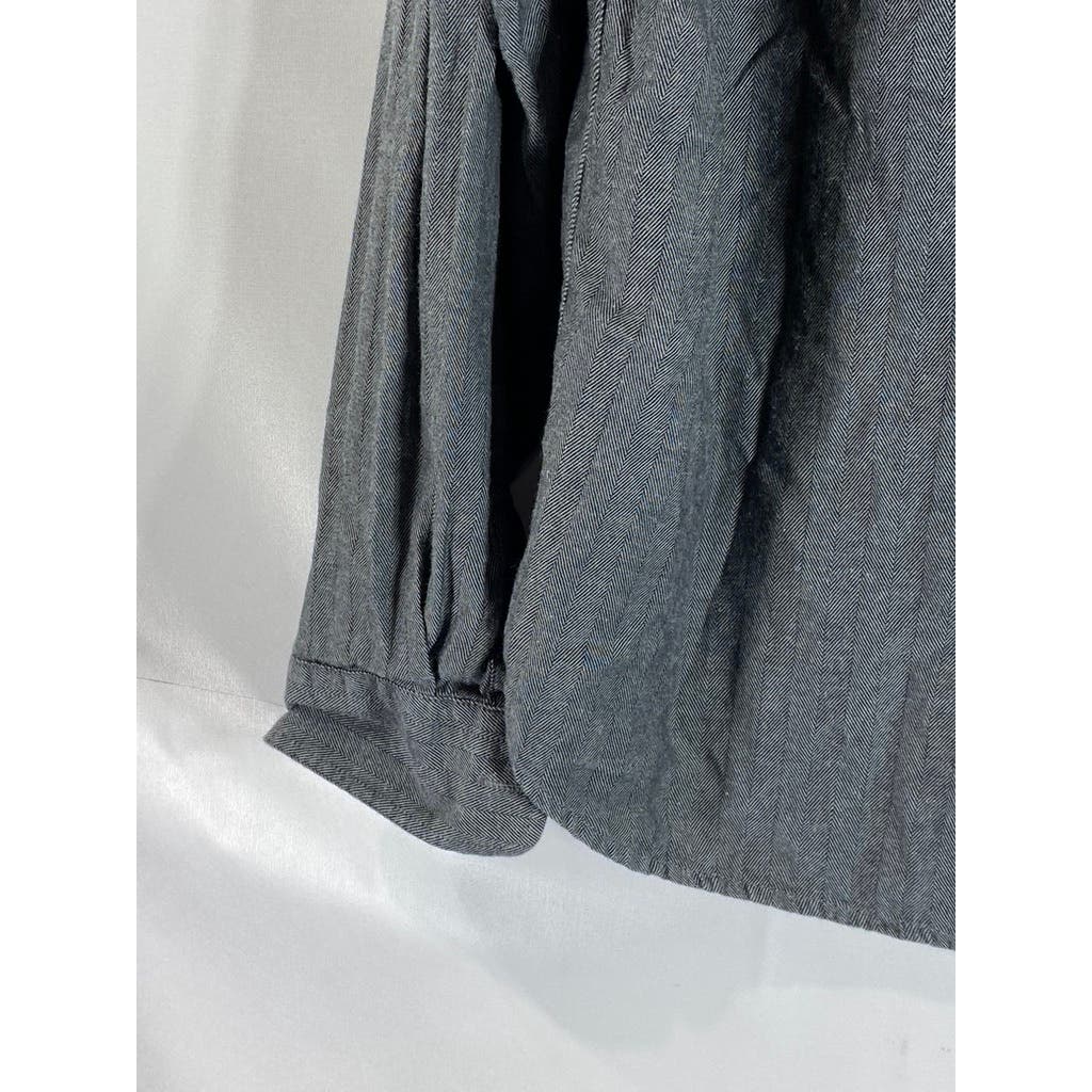 AMERICAN EAGLE Men's Charcoal Herringbone Button-Up Long Sleeve Shirt SZ L
