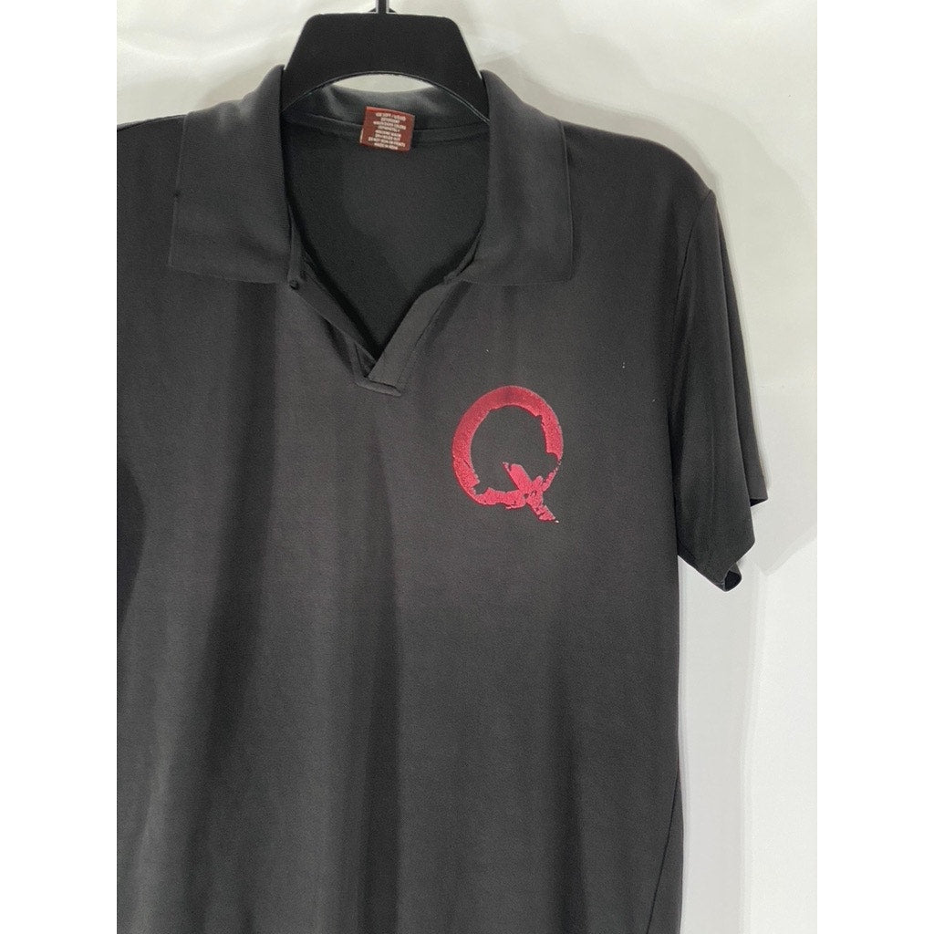 NIKE Men's Black-Red Dri-Fit Questival Graphic Short Sleeve Polo Shirt SZ L