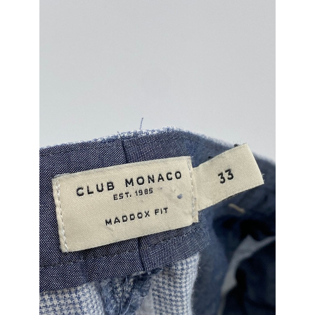 CLUB MONACO Men’s Blue Linen Textured Maddox Fit Shorts SZ 33