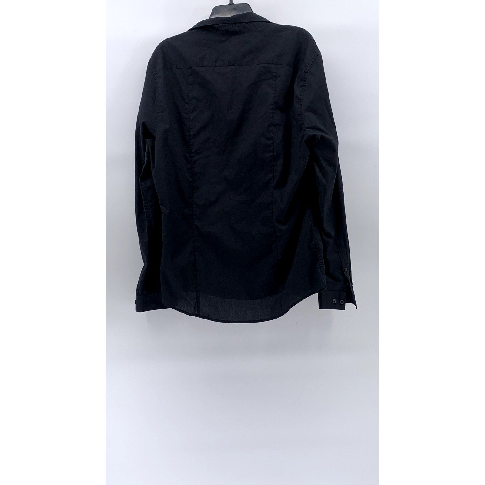 H&M Men's Black Solid Easy Iron Button-Up Long Sleeve Regular-Fit Shirt SZ L