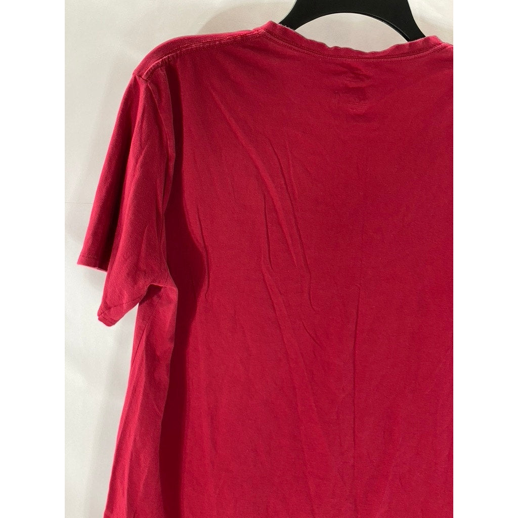 JOCKEY Men’s Red Solid Cotton Stretch V-Neck Short Sleeve T-Short SZ M