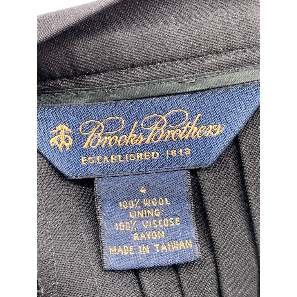 BROOKS BROTHERS Women's Black Wool Pleated Knee-Length A-Line Skirt SZ 4
