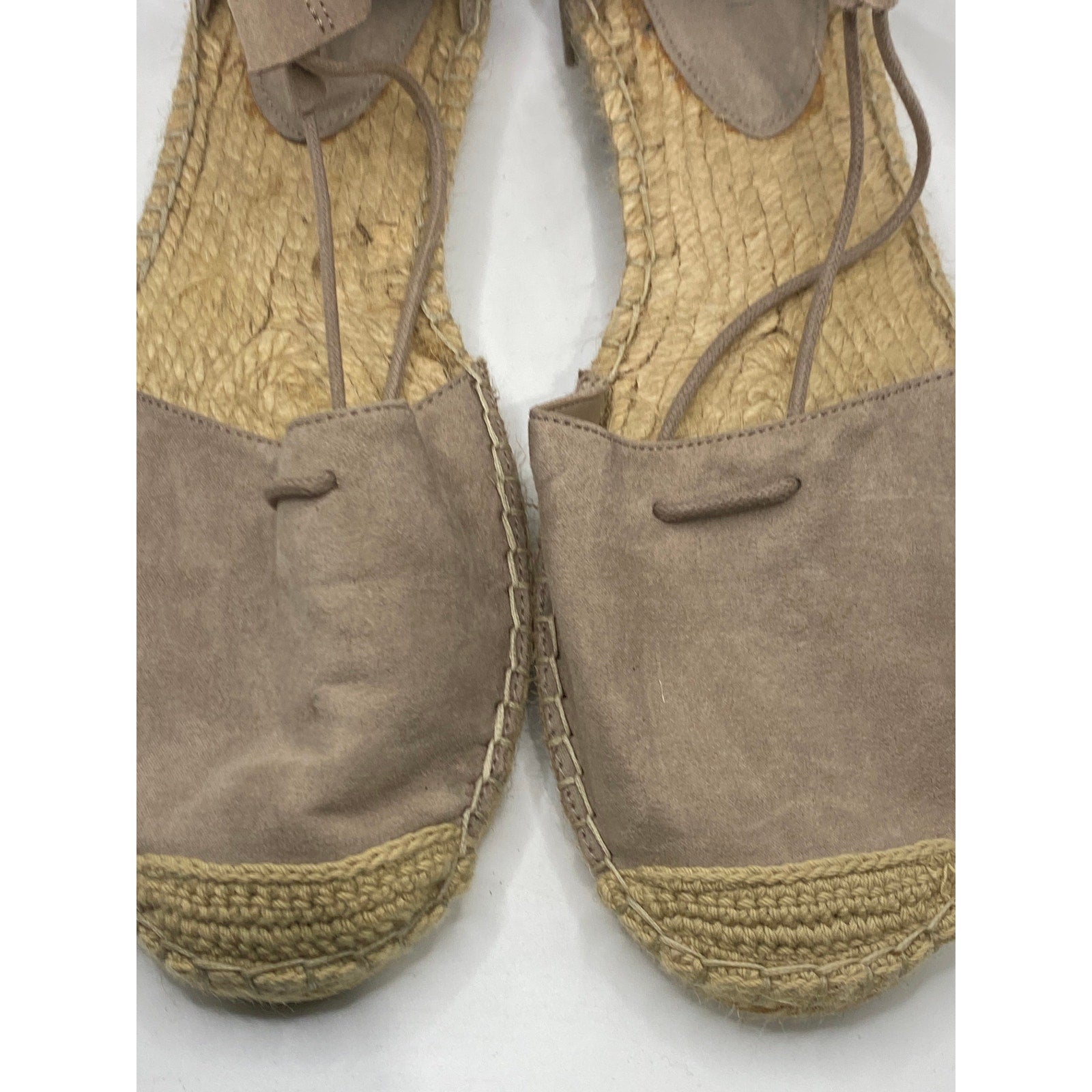 FOREVER 21 Women's Beige Faux-Suede Strappy D-Orsay Flat Espadrille Sandals SZ10