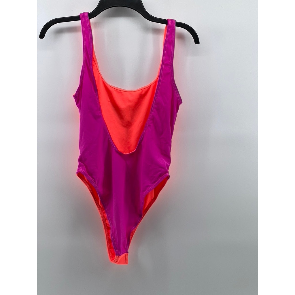 UNBRANDED Women's Pink-Magenta Scoop-Neck Tropic Like It's Hot Swimsuit SZ S