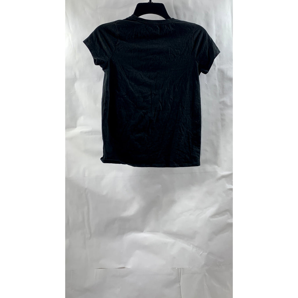 CAT & JACK Girls' Black Solid Crewneck Short Sleeve T-Shirt SZ L(10-12)