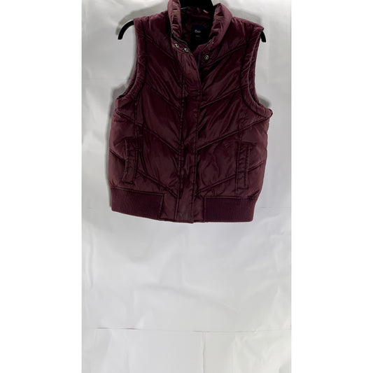 GAP Women's Burgundy Zip-Up Sleeveless Puffer Vest SZ M