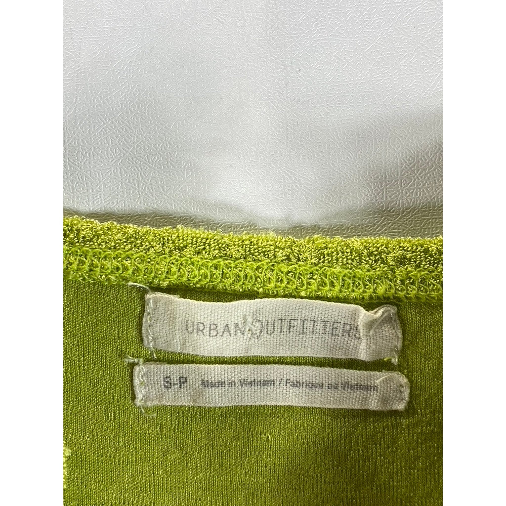 URBAN OUTFITTERS Women's Green Terry Ruched Spaghetti Strap Tank Top SZ S