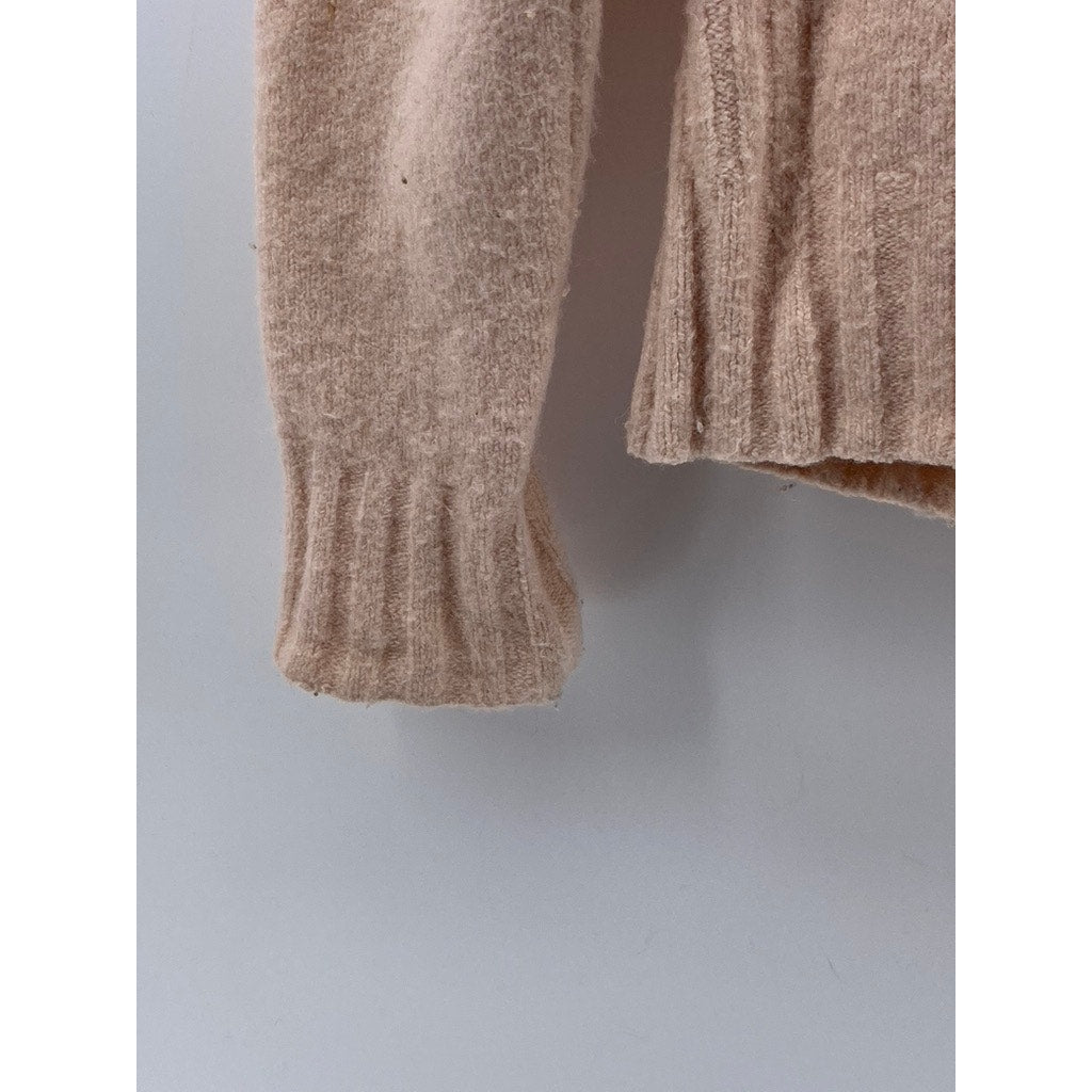 J.CREW POINT SUR Women's Light Pink Knit Mock-Neck Long Sleeve Sweater SZ XXS