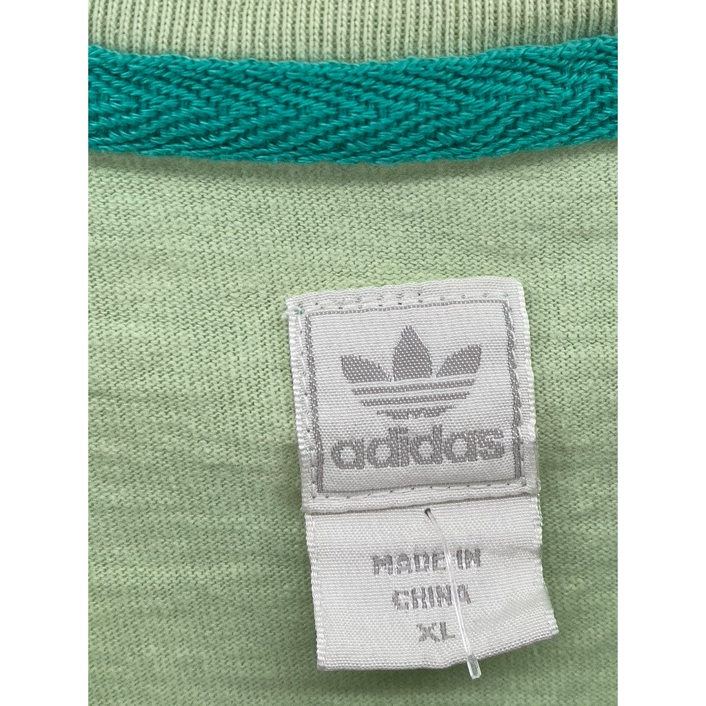 ADIDAS Men’s Lime Green Vintage Crewneck Graphic Recycled Logo T-Shirt SZ XL