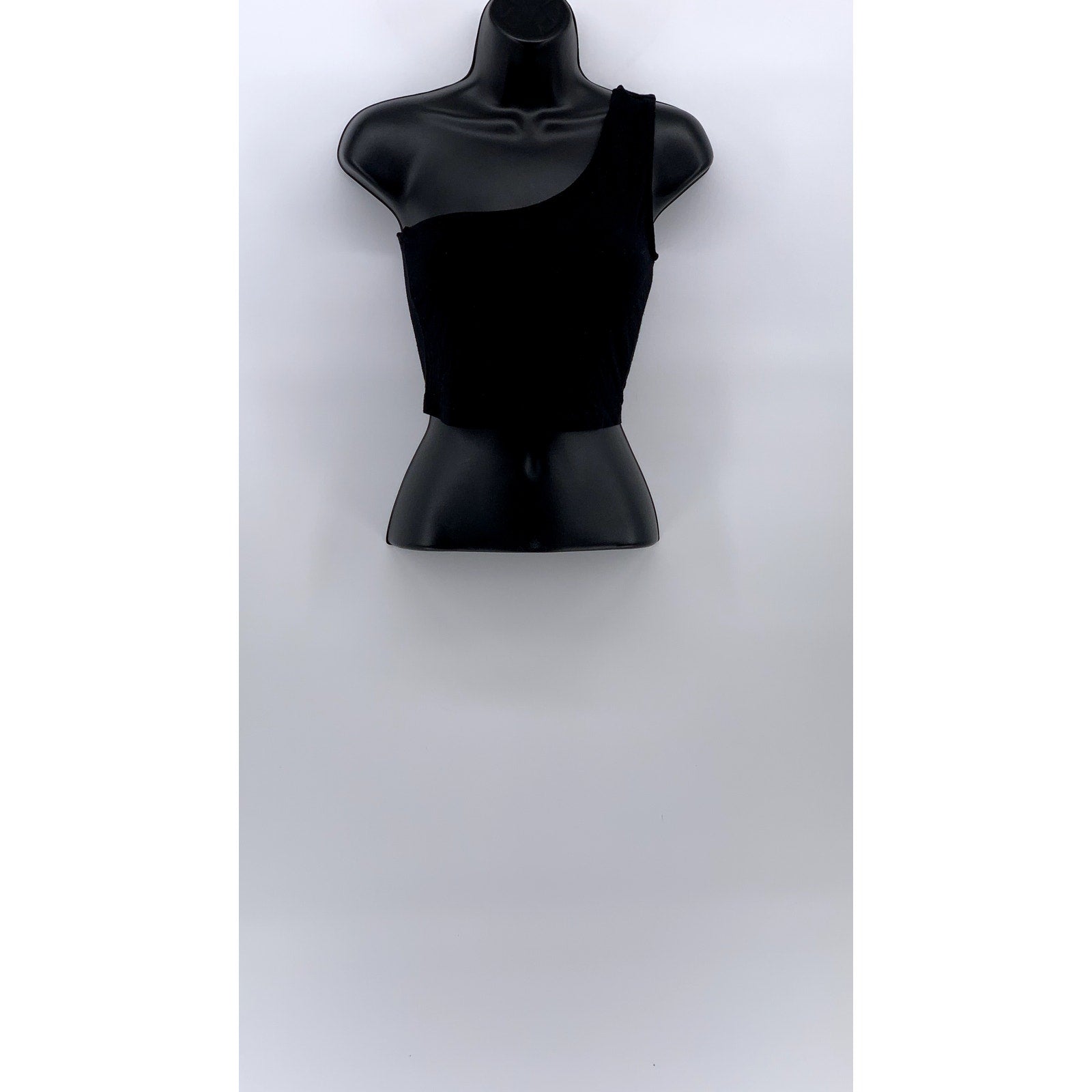 ASOS Women's Black Solid One Shoulder Casual Sleeveless Cropped Top SZ 4