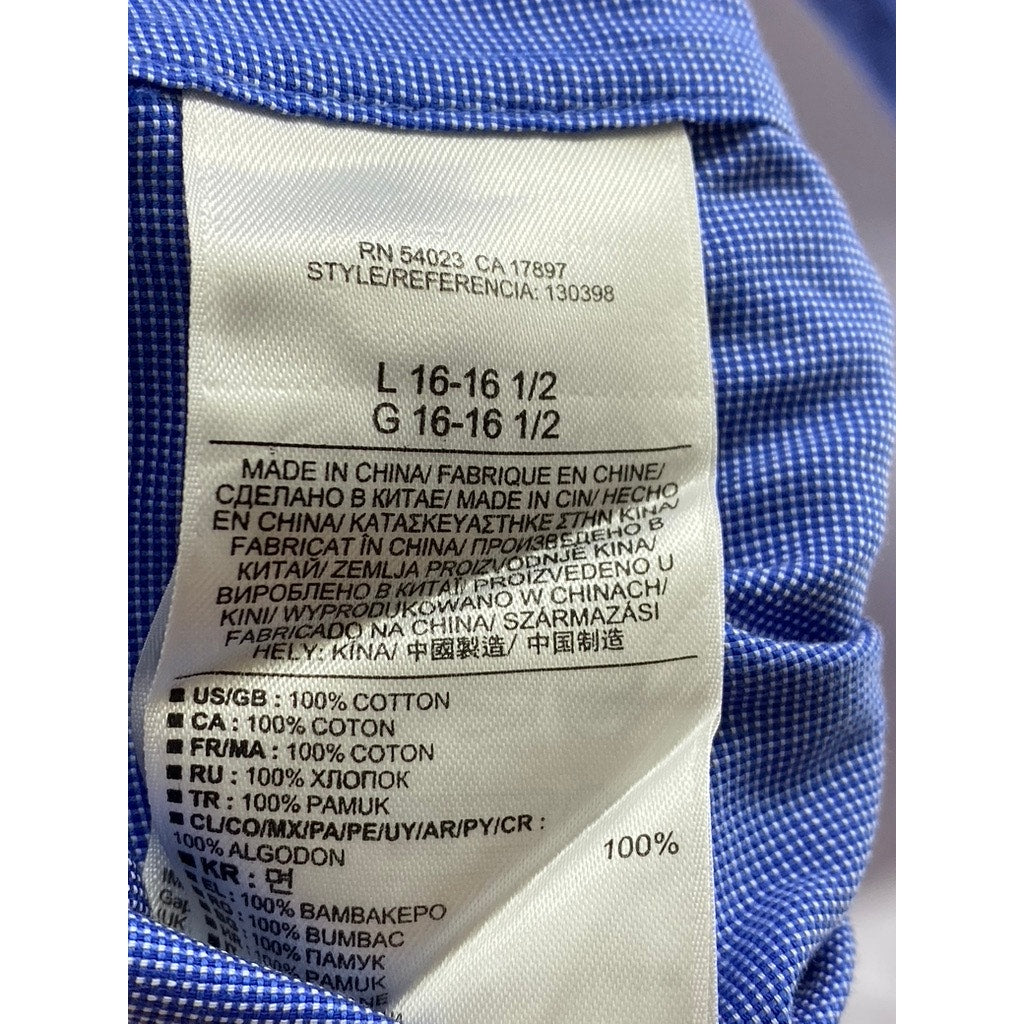 BANANA REPUBLIC Men's Blue Tailored Slim-Fit Button-Up Long Sleeve Shirt SZ L