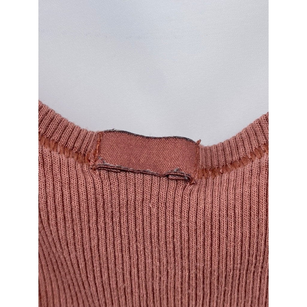 UNBRANDED Women's Rust Ribbed Scoop-Neck Casual Tank Top SZ M