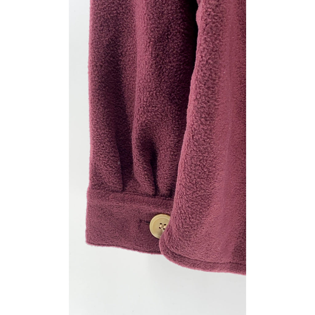 HIPPIE ROSE Women's Juniors' Burgundy Button-Up Long Sleeve Fleece Shacket SZ L