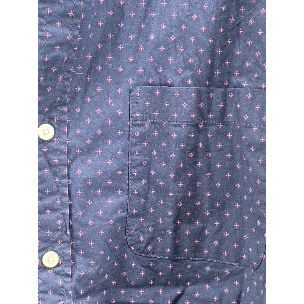 ST. JOHN'S BAY Men's Navy Printed Classic-Fit Button-Up Long Sleeve Shirt SZ L