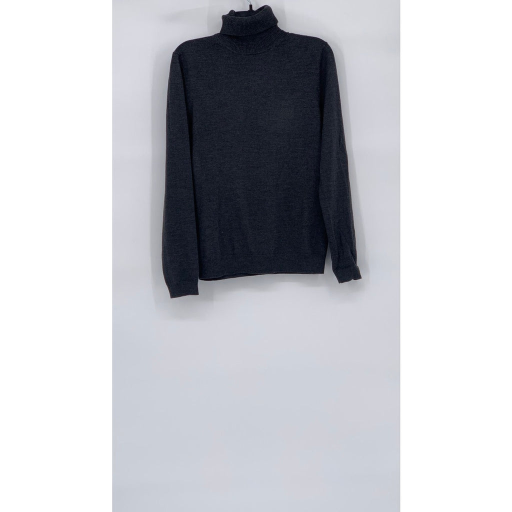 BOSS HUGO BOSS Men's Dark Gray Regular-Fit Virgin Wool Turtleneck Sweater SZ S