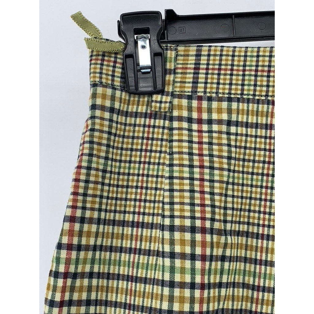 HIRSCH Women's Vintage Yellow Plaid 80's High-Rise Loose-Fit Shorts SZ 6