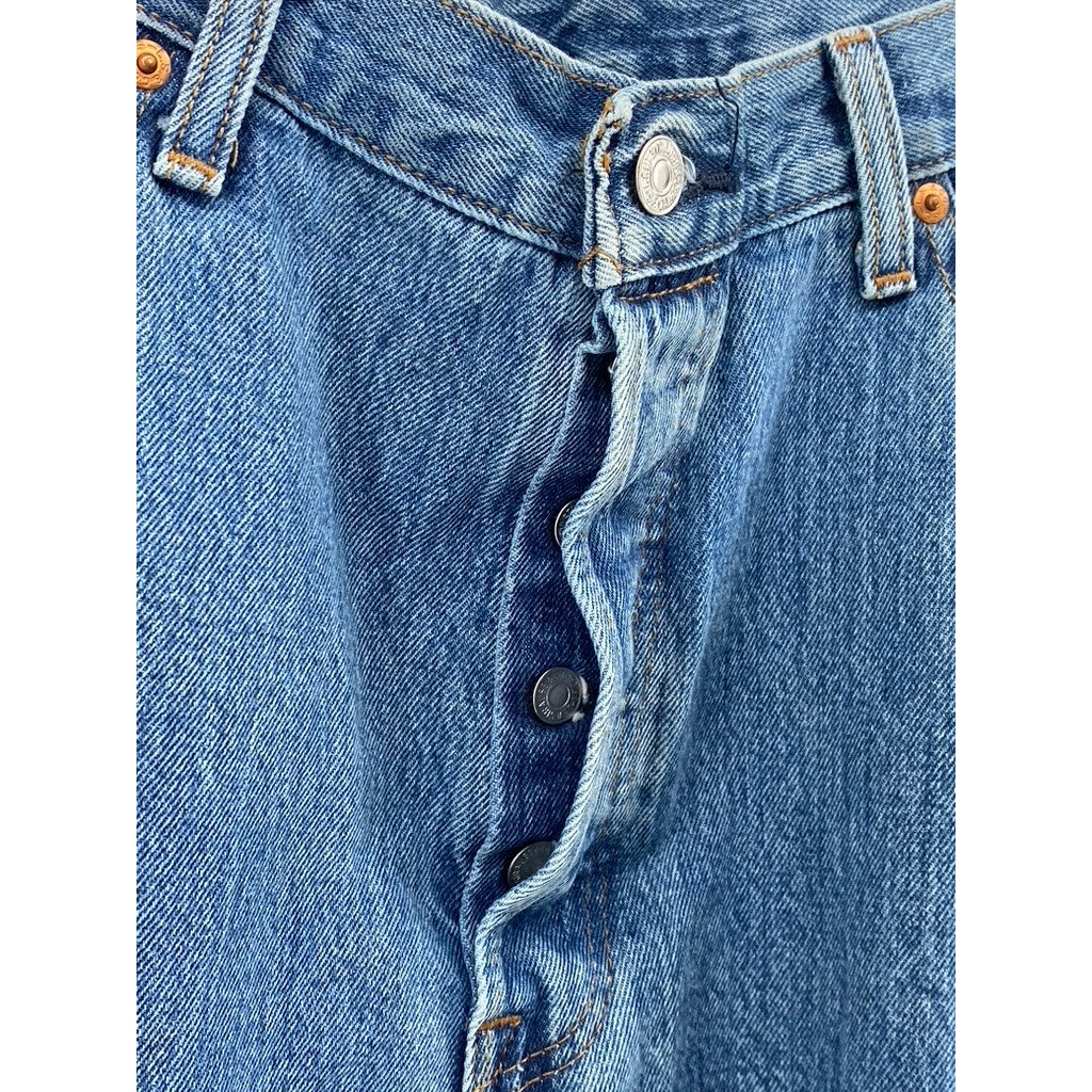 LEVI'S Men's Medium Blue Denim 501 Straight-Leg Button-Fly Jeans SZ 36X29