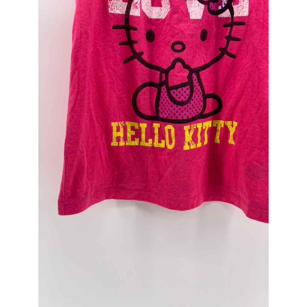 HELLO KITTY Women's Pink-Black Graphic Scoop-Neck Tank SZ M