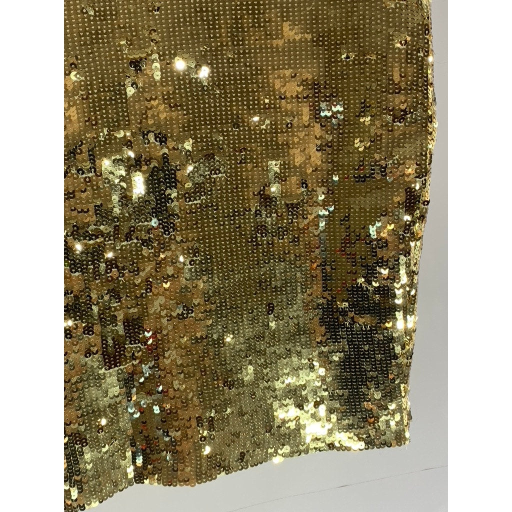 WOW COUTURE GOLD LABEL Women's Gold Sequin Embellished Mini Skirt SZ M