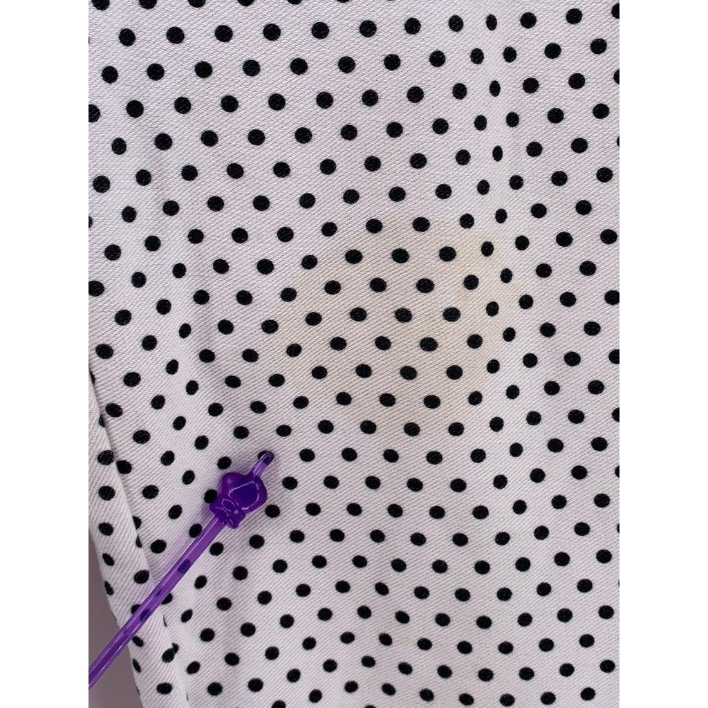 UNBRANDED Women's White-Black Polka Dot Slim Leg Pants SZ S
