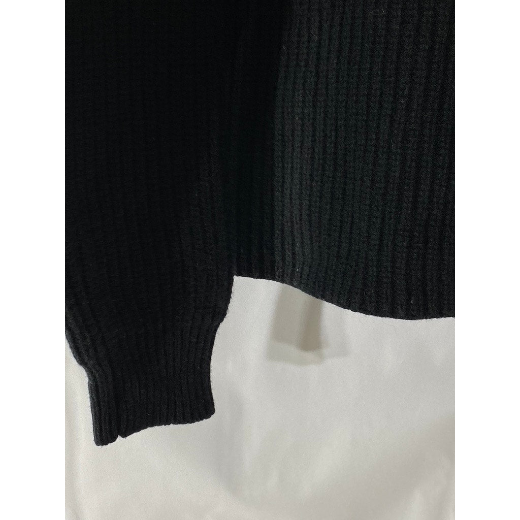 LPA Women’s Black Wool-Cashmere Rib Cutout Turtleneck Long Sleeve Sweater SZ XS