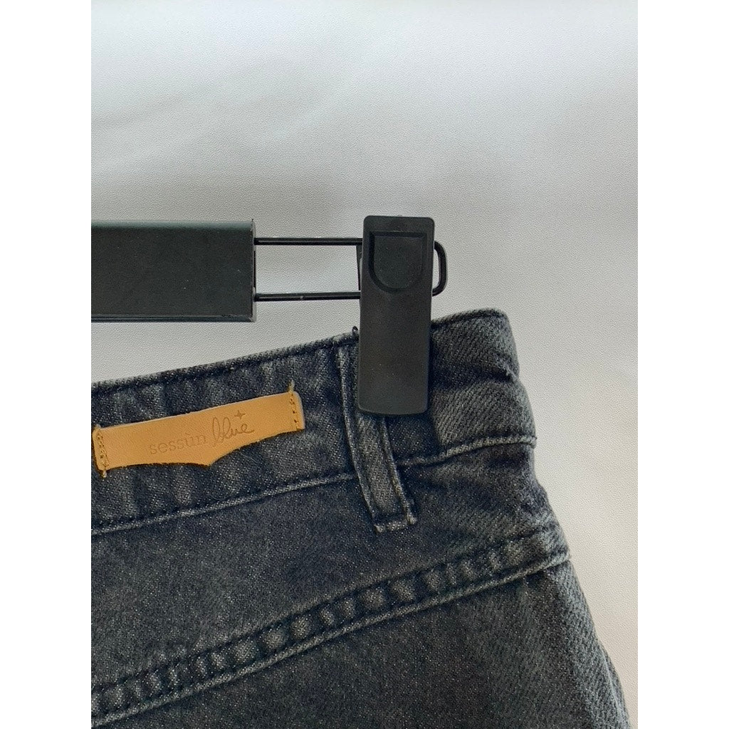 SESSUN BLUE Women's Black Denim Amadeo Split Button Front Skirt SZ 36(US4)