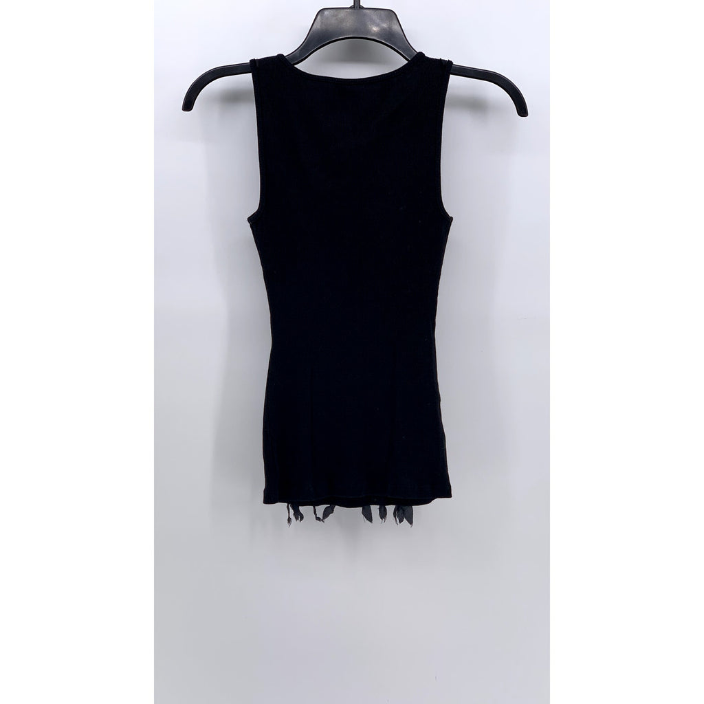 EXPRESS Women's Black Ruffle-Sequin Tank Top SZ 2XS