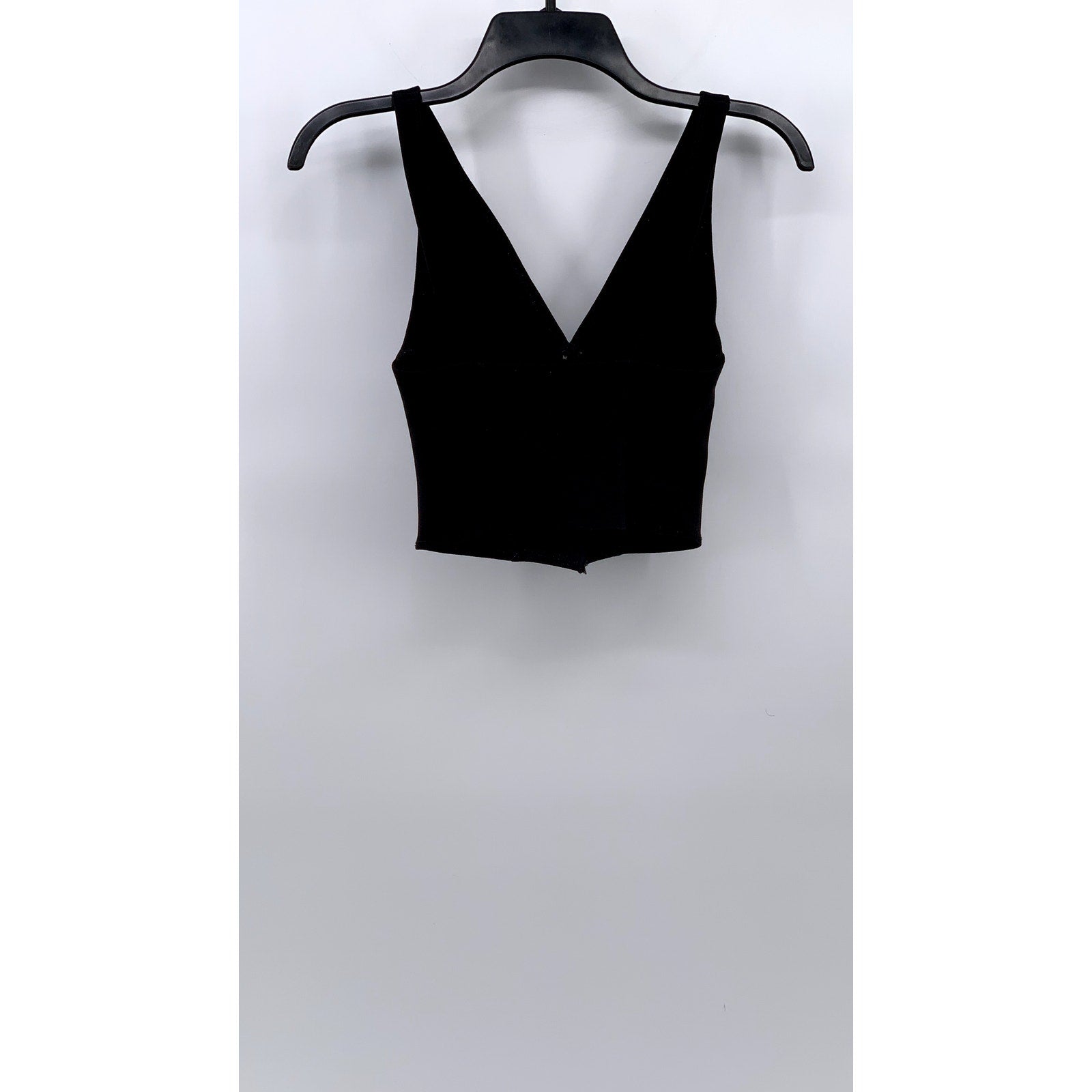 ABERCROMBIE & FITCH Women's Black Solid V-Neck Tank Crop Top SZ XS