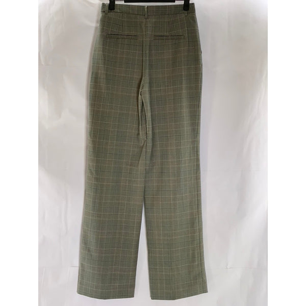 & OTHER STORIES Women's Tan-Gray Plaid Straight Wide-Leg Dress Pant SZ 34(US4)