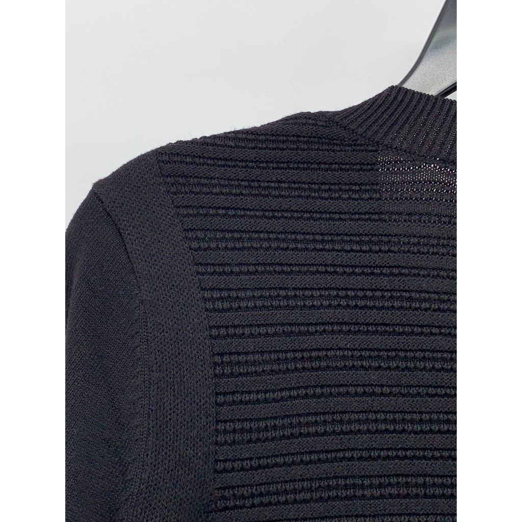 HILARY RADLEY Women's Black V-Neck Layered Ribbed Sweater SZ L